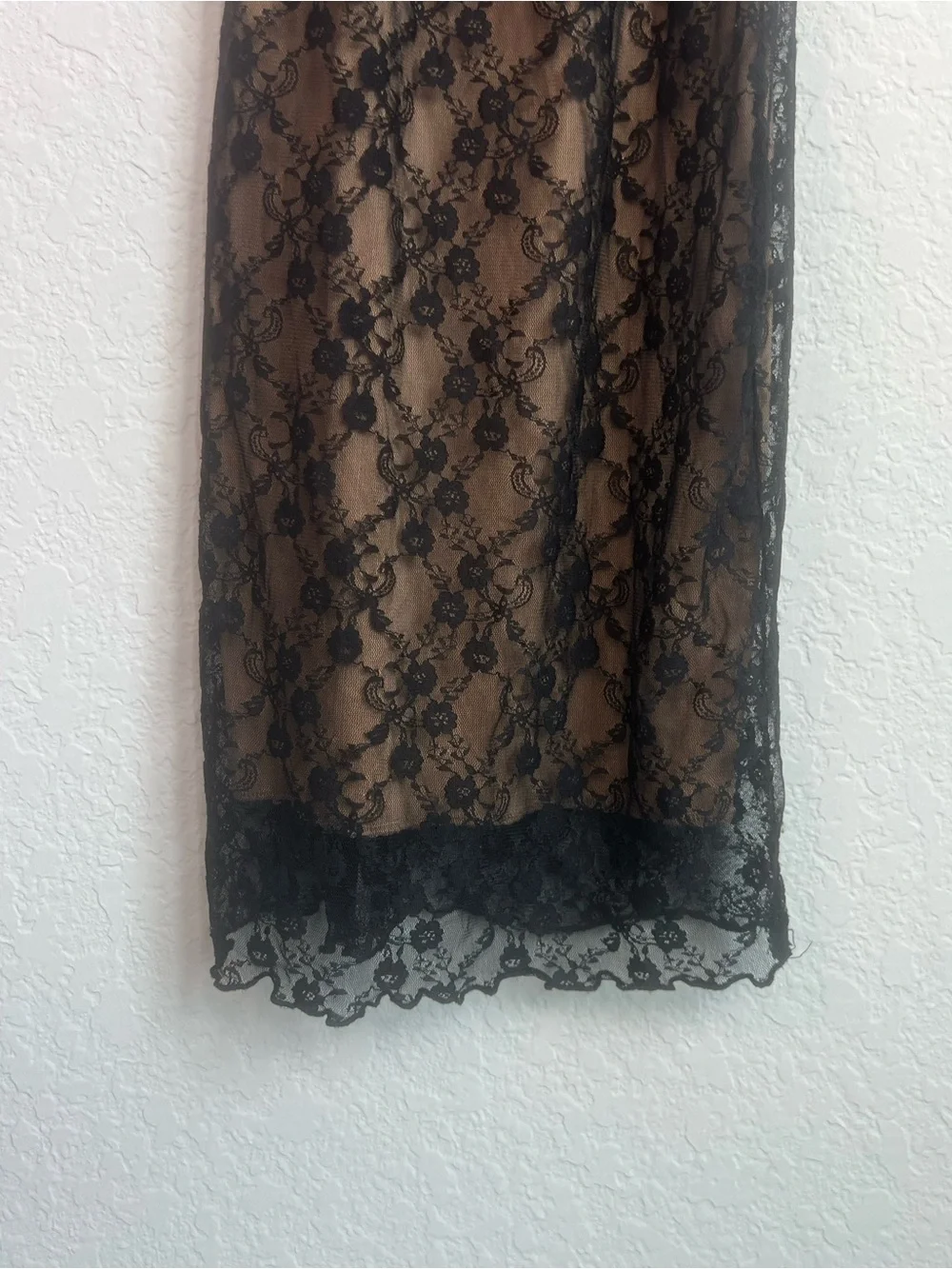 Coquette Romantic Black Lace Nude Lined Slip Style Dress Fairycore Whimsigoth